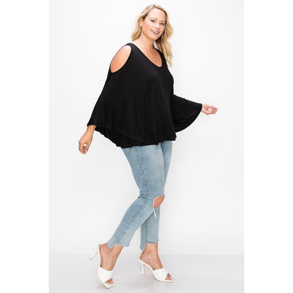 Solid Top Featuring Kimono Style Sleeves - Picture 3 of 9